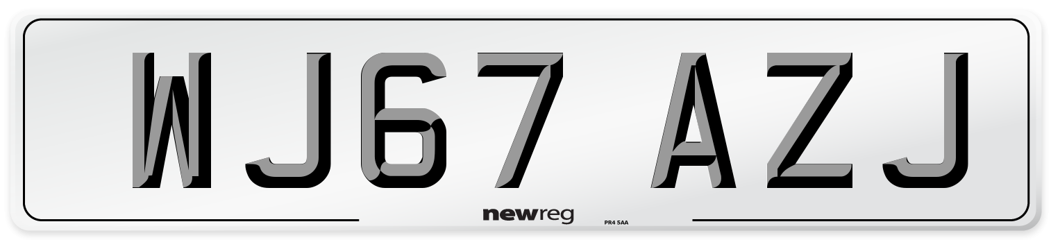 WJ67 AZJ Number Plate from New Reg
